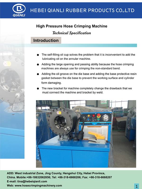 A PDF thumbnail of EN 856 4SP high pressure hose crimping machine.